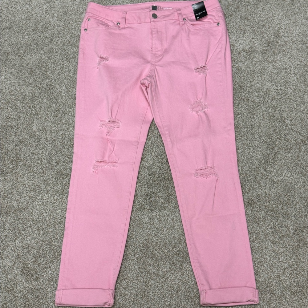 Pink denim pants size 8 NWT